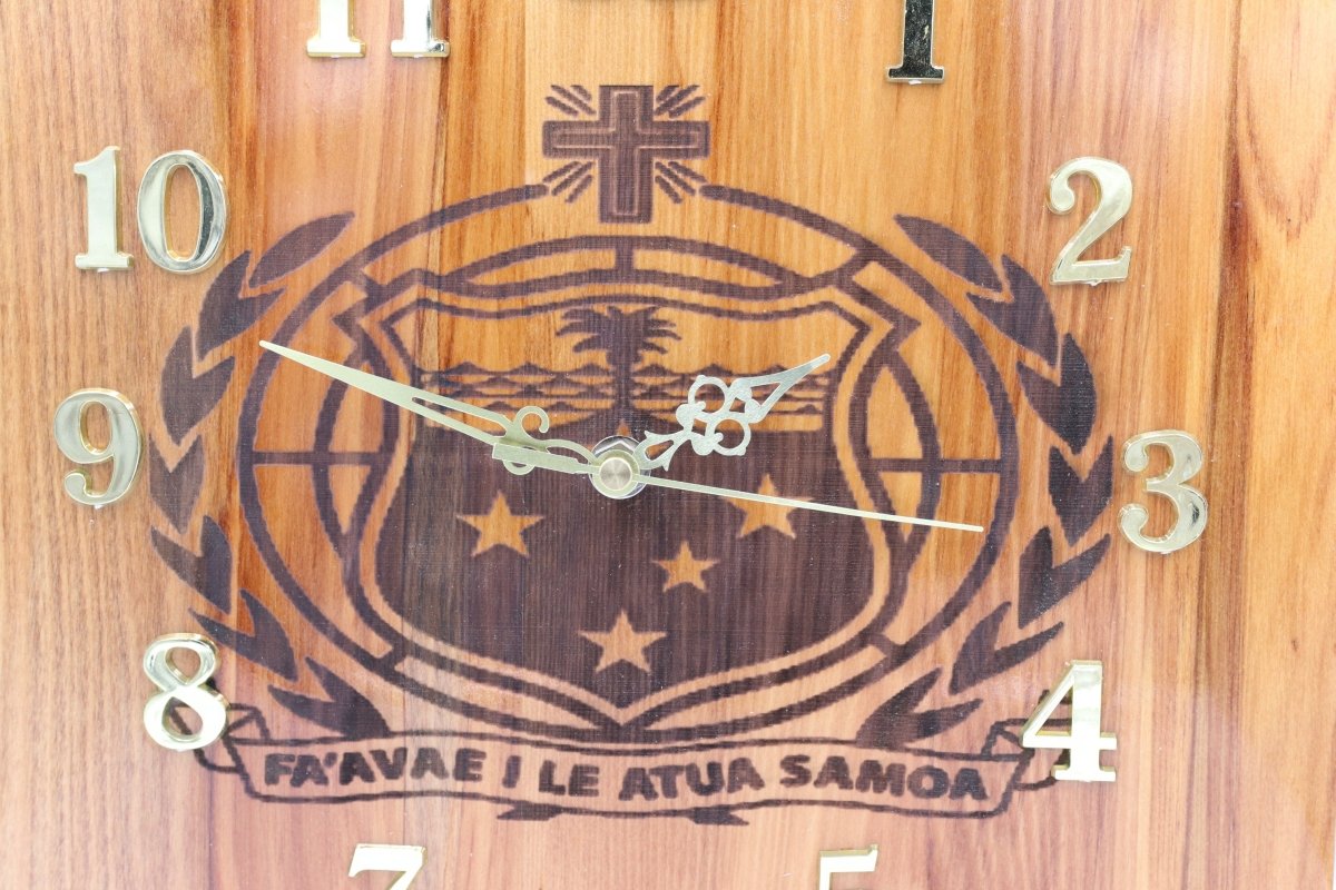 Solid RIMU Wood Samoan Emblem Clock
