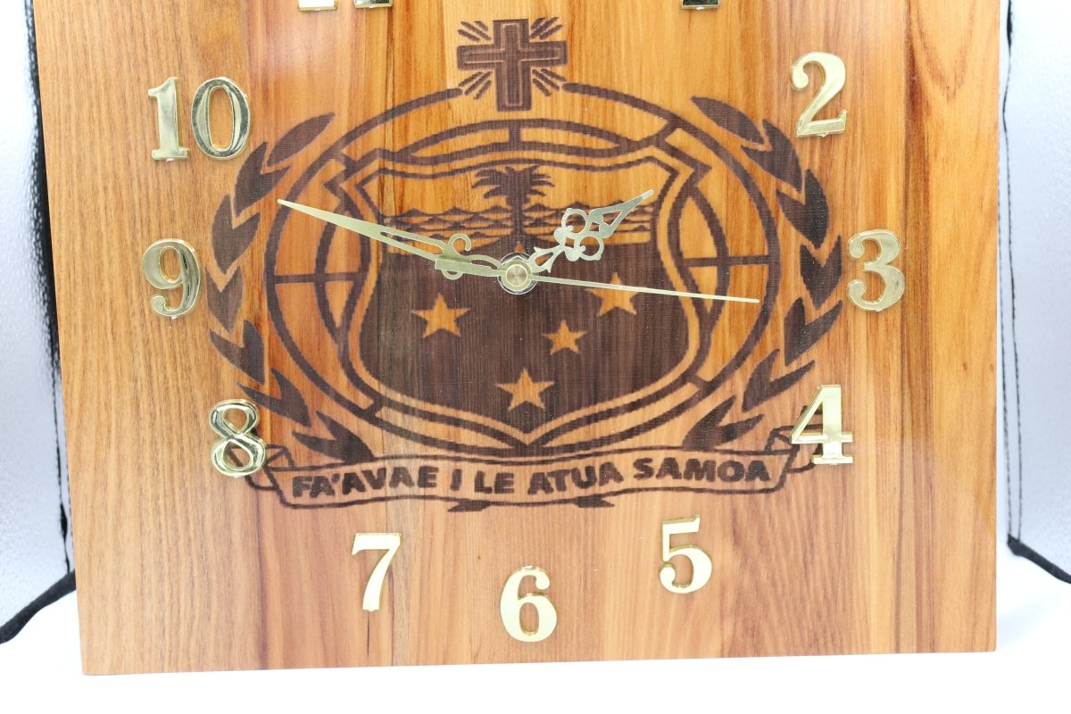 Solid RIMU Wood Samoan Emblem Clock