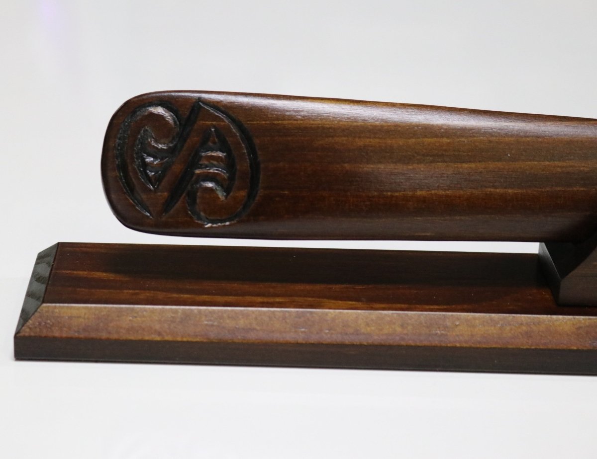 New Zealand Wood and Greenstone Taiaha with base WSSJ20T