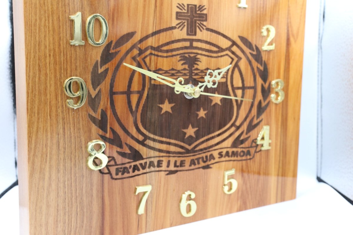 Solid RIMU Wood Samoan Emblem Clock