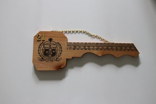 21st Key Samoan Emblem Key in NZ Rimu Wood