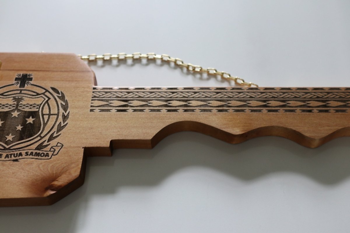 21st Key Samoan Emblem Key in NZ Rimu Wood