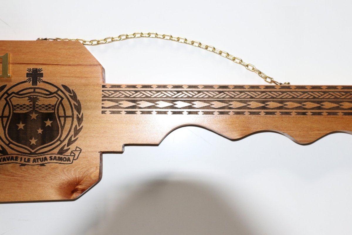 21st Key Samoan Emblem Key in NZ Rimu Wood