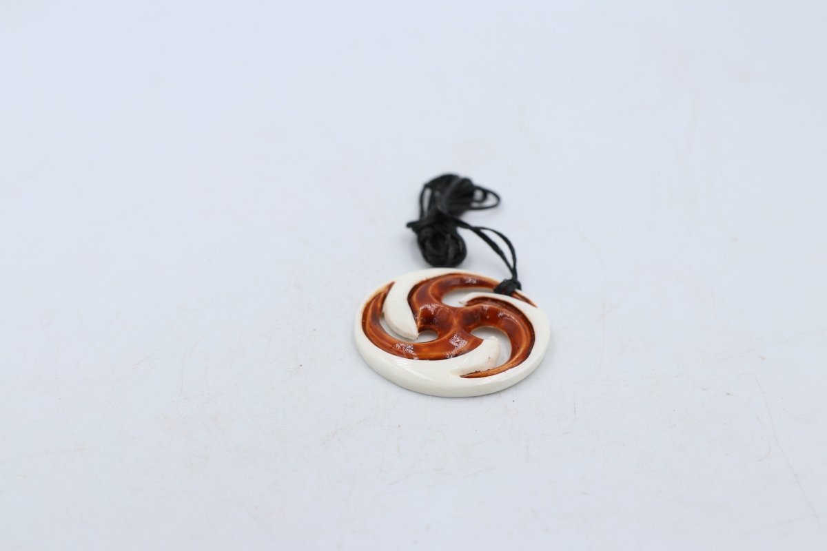 Bone Triple Koru Stained Pendant - FBC080