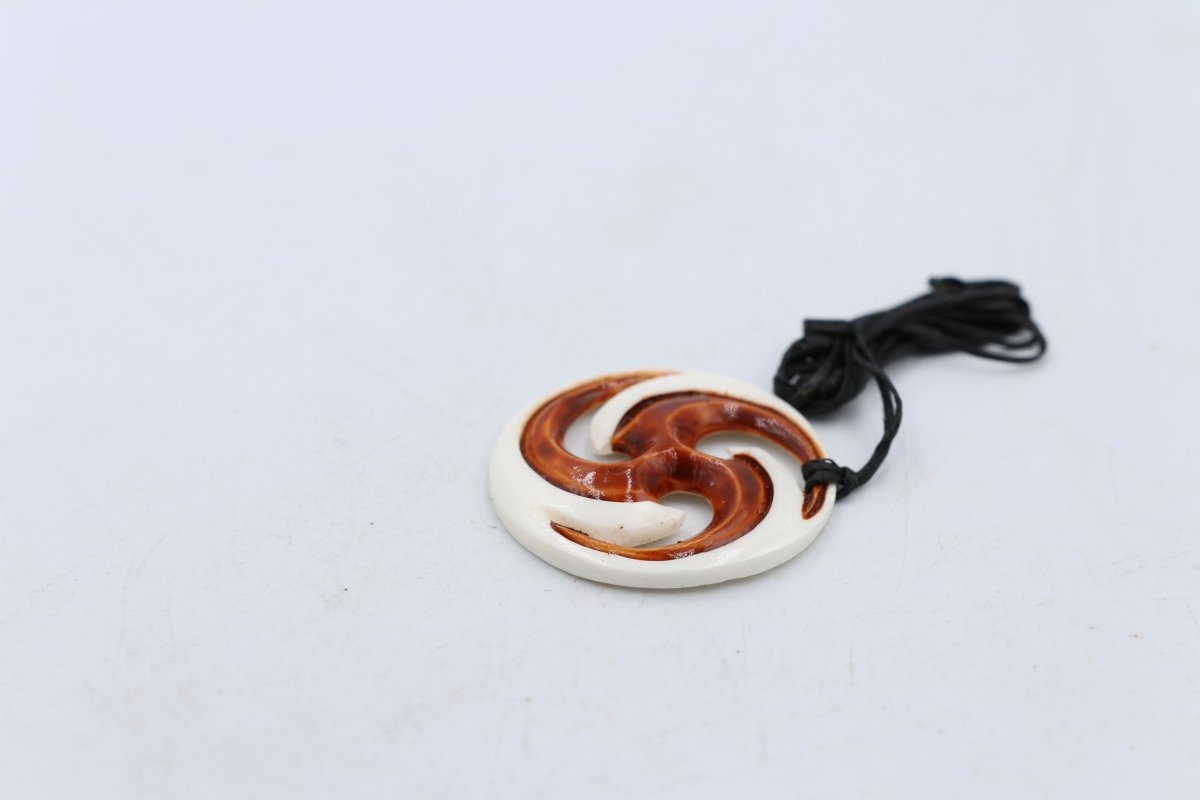 Bone Triple Koru Stained Pendant - FBC080
