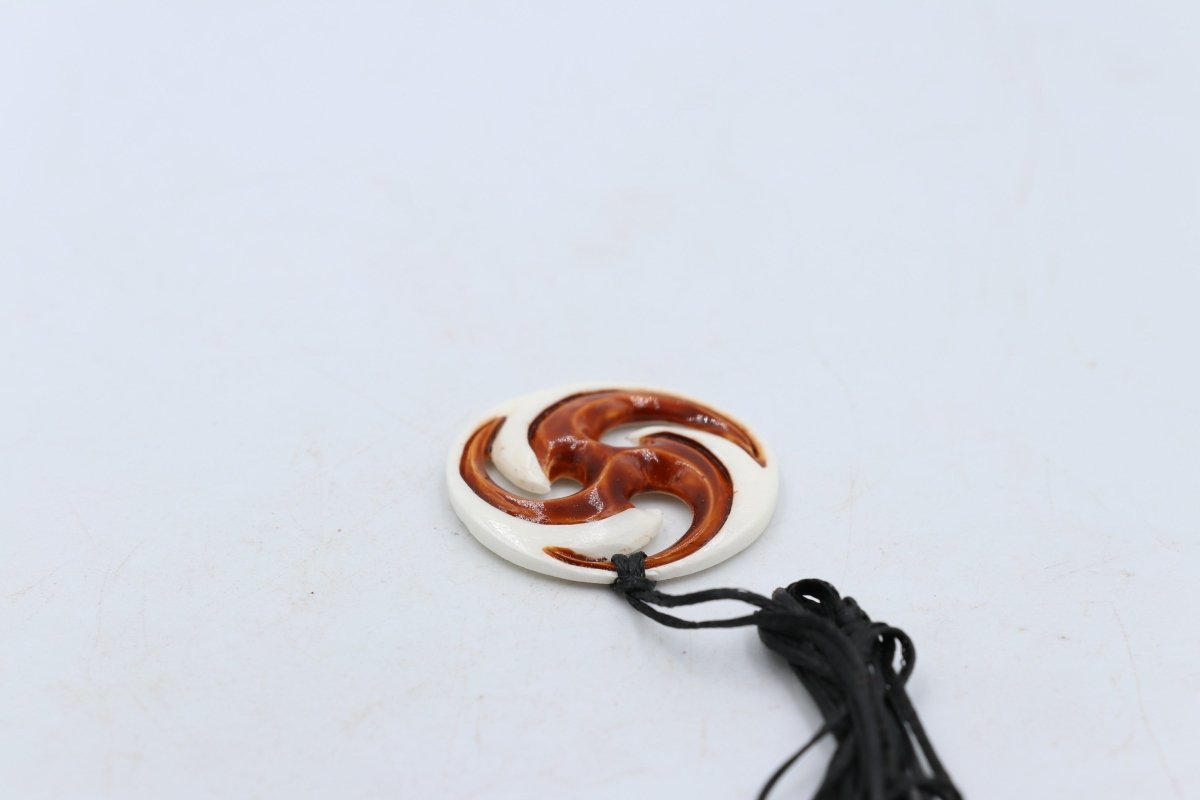 Bone Triple Koru Stained Pendant - FBC080