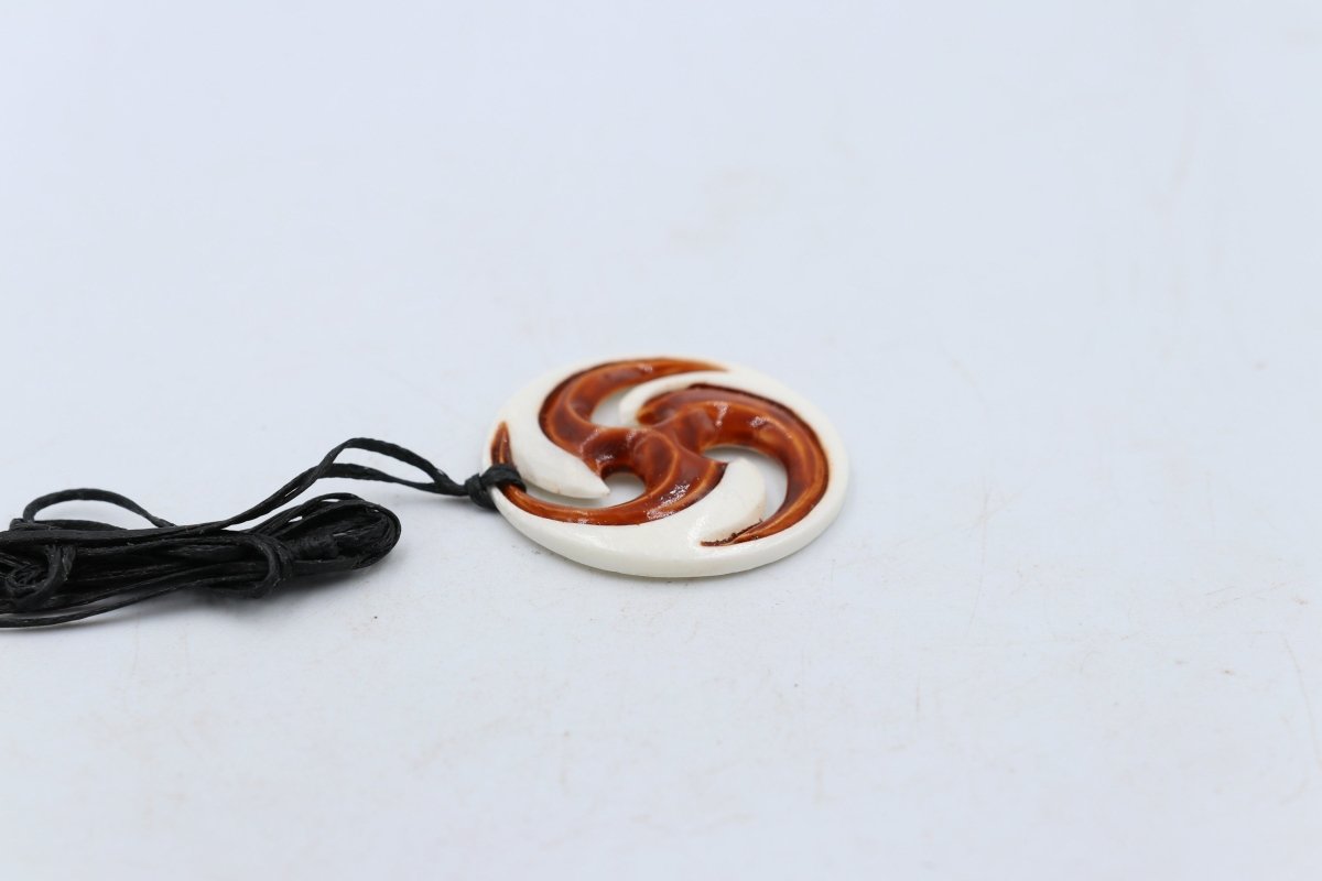 Bone Triple Koru Stained Pendant - FBC080
