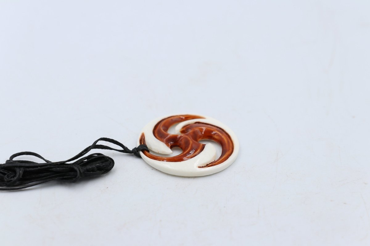 Bone Triple Koru Stained Pendant - FBC080