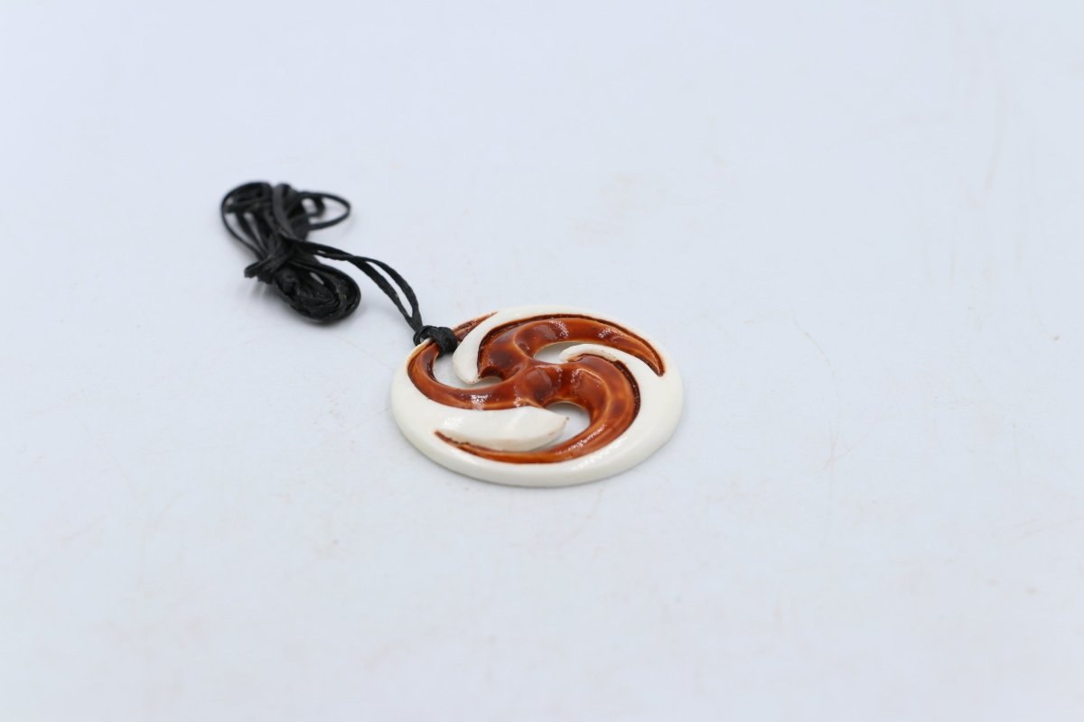 Bone Triple Koru Stained Pendant - FBC080