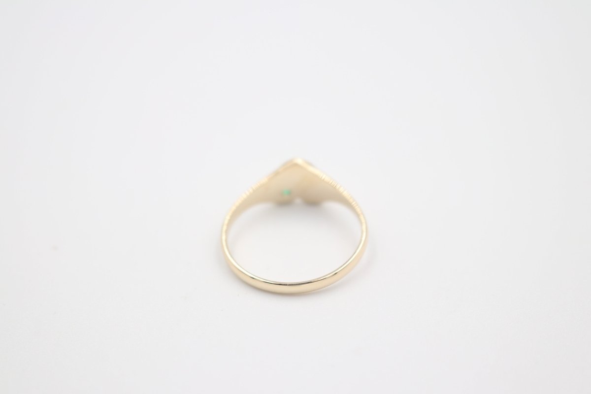 9ct Gold Girls Signet Ring with Emerald