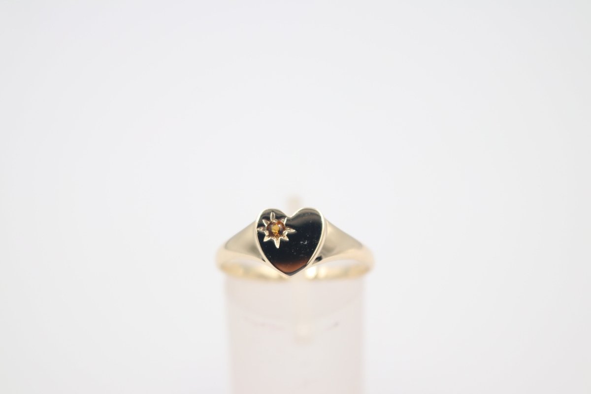 9ct Gold Girls Signet Ring with Citrine