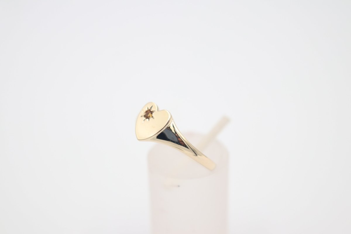 9ct Gold Girls Signet Ring with Citrine