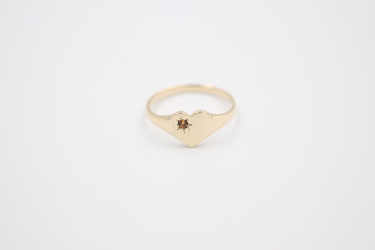9ct Gold Girls Signet Ring with Citrine