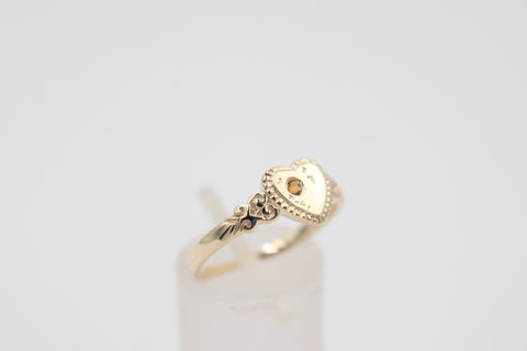 9ct Gold Girls Signet Ring with Citrine