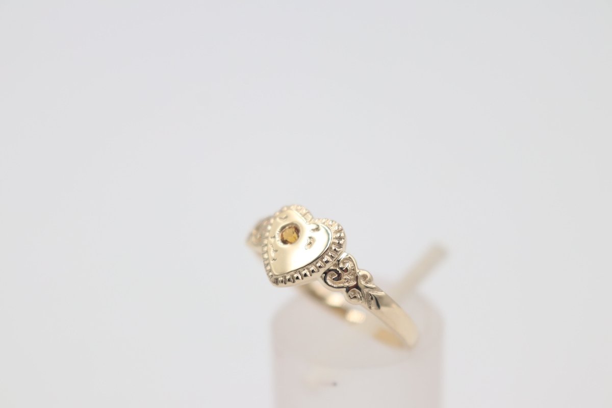 9ct Gold Girls Signet Ring with Citrine