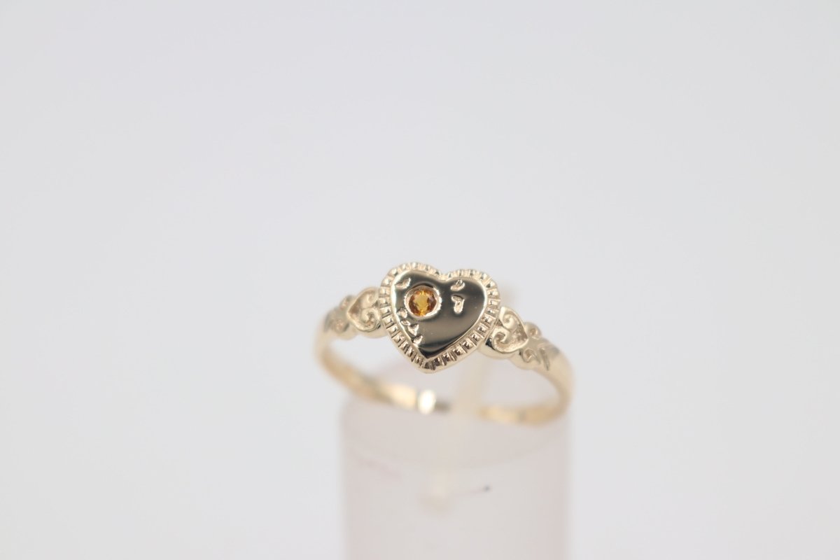 9ct Gold Girls Signet Ring with Citrine