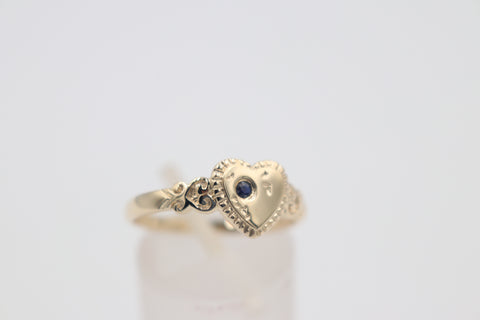 9ct Gold Girls Signet Ring with sapphire