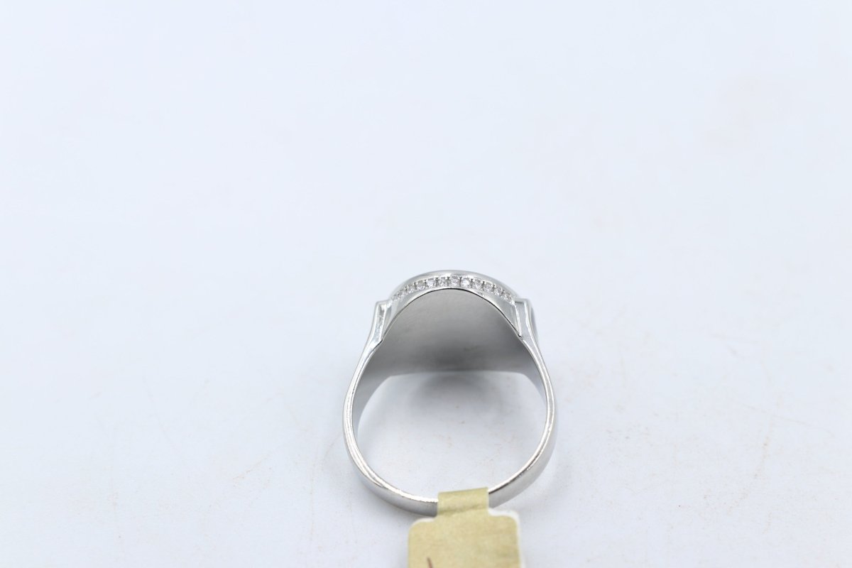 Stg Silver Mens Ring with CZs