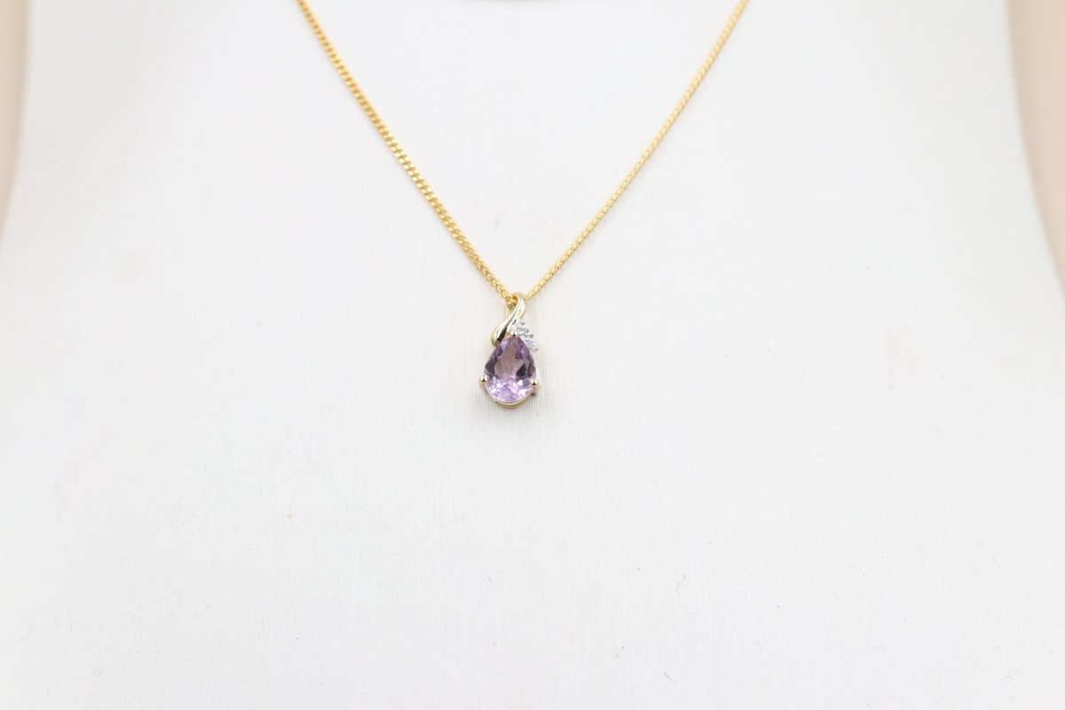 9ct Gold Genuine Amethyst Pendent D8736
