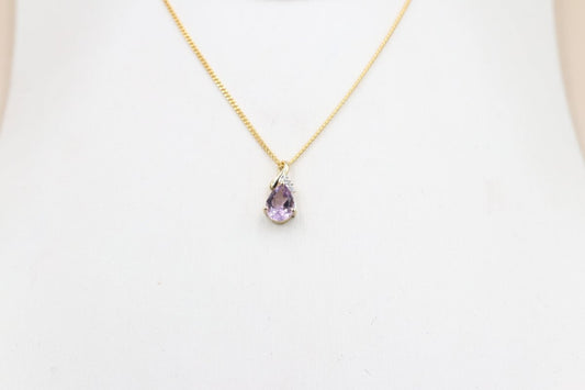 9ct Gold Genuine Amethyst Pendent D8736