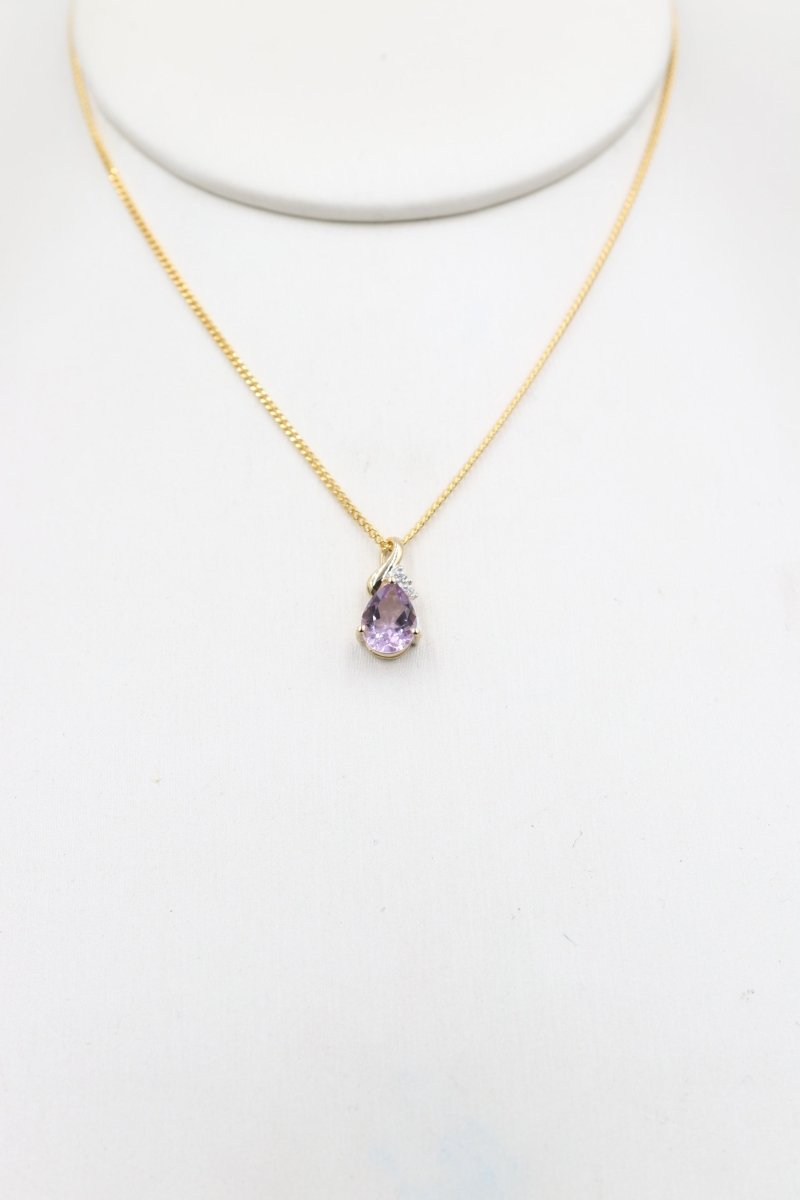 9ct Gold Genuine Amethyst Pendent D8736