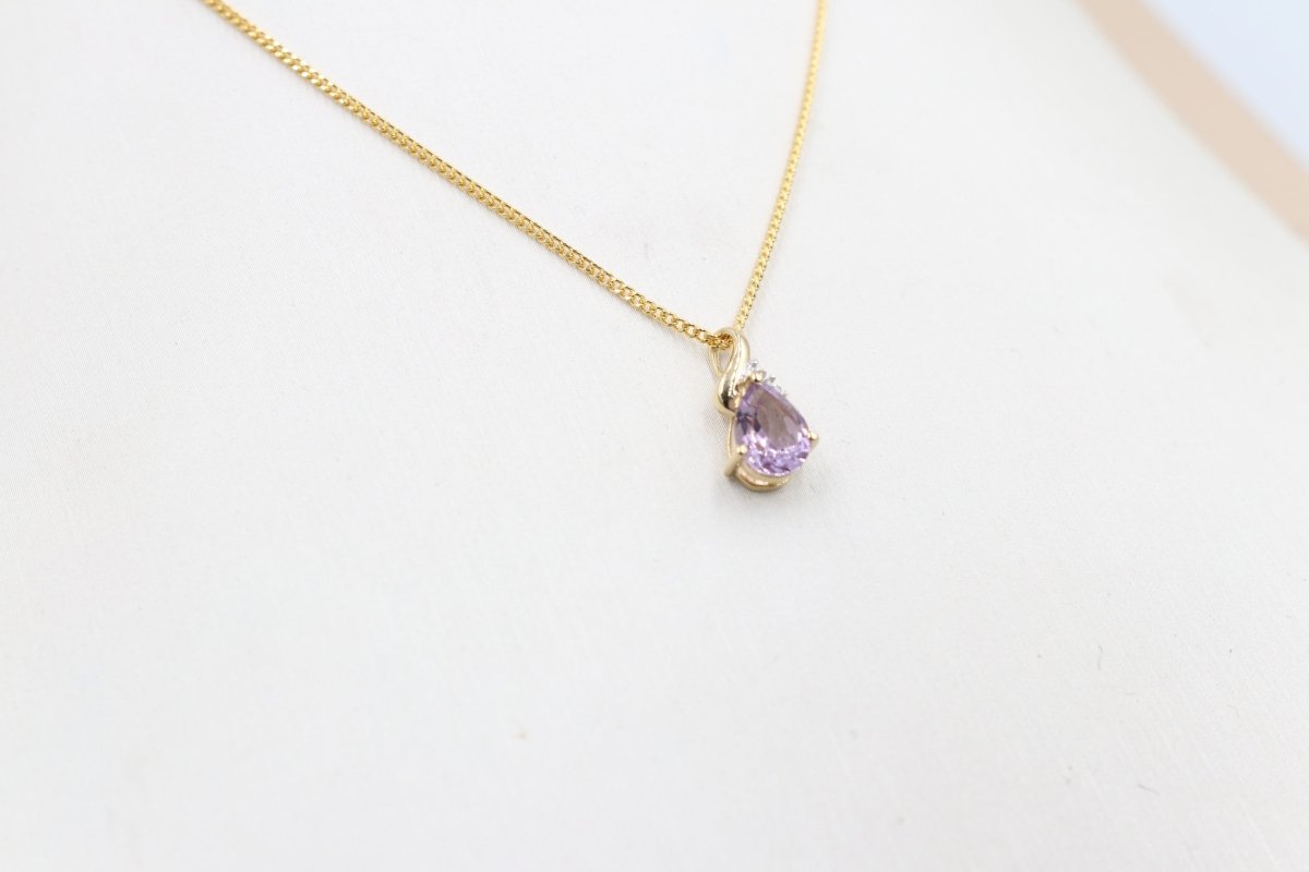 9ct Gold Genuine Amethyst Pendent D8736