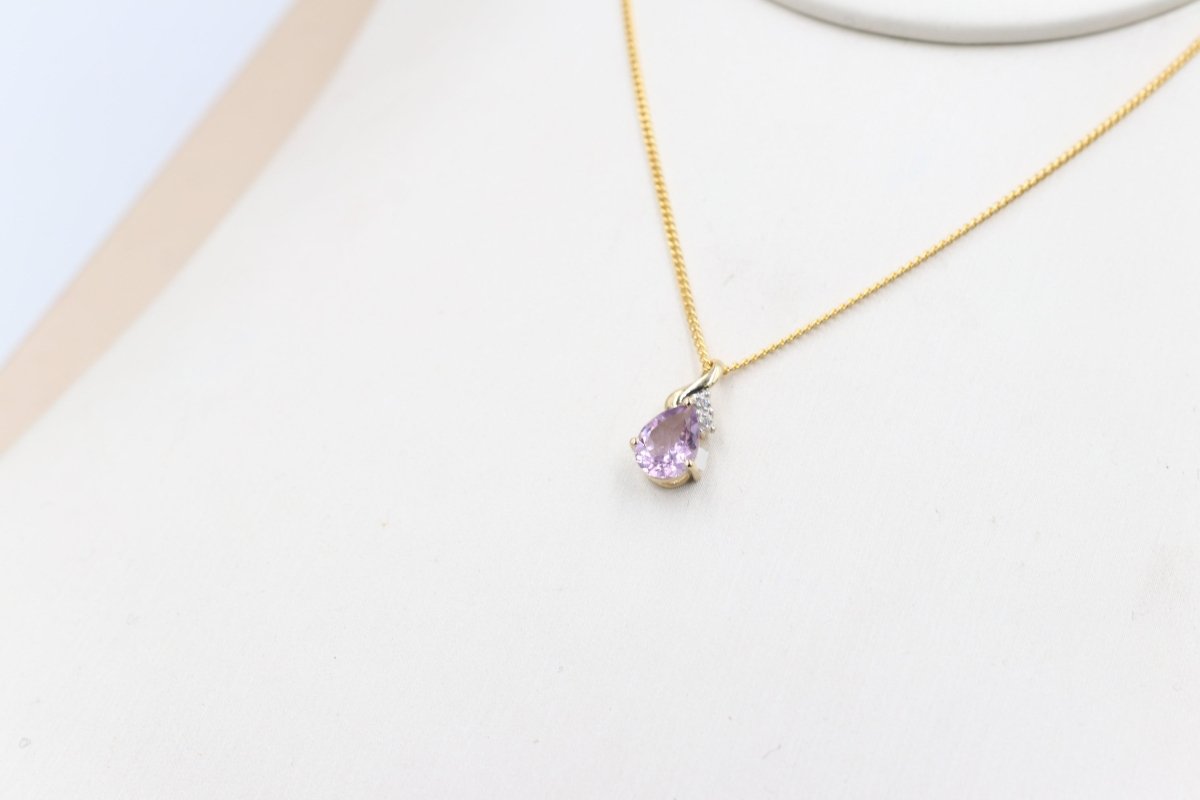 9ct Gold Genuine Amethyst Pendent D8736