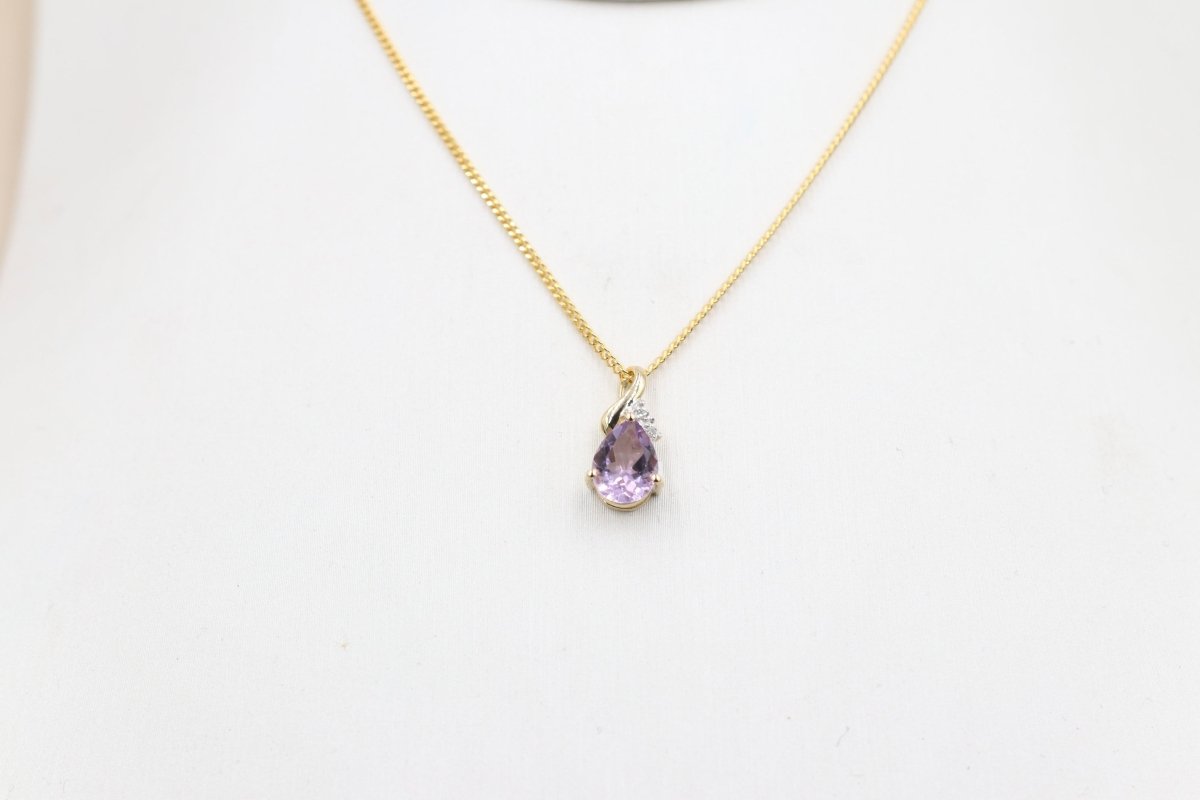 9ct Gold Genuine Amethyst Pendent D8736