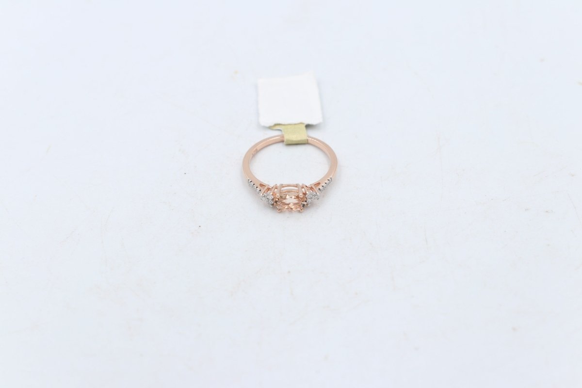 9ct Rose Gold Genuine Morganite & Diamond Ring