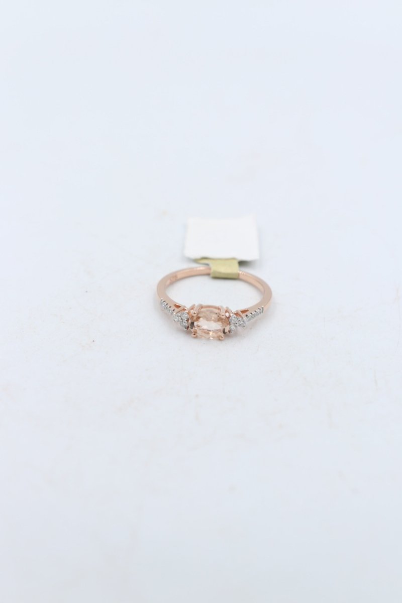 9ct Rose Gold Genuine Morganite & Diamond Ring