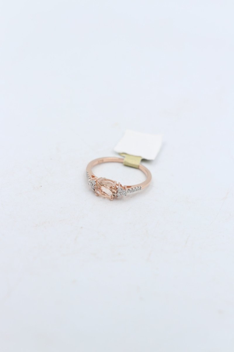 9ct Rose Gold Genuine Morganite & Diamond Ring