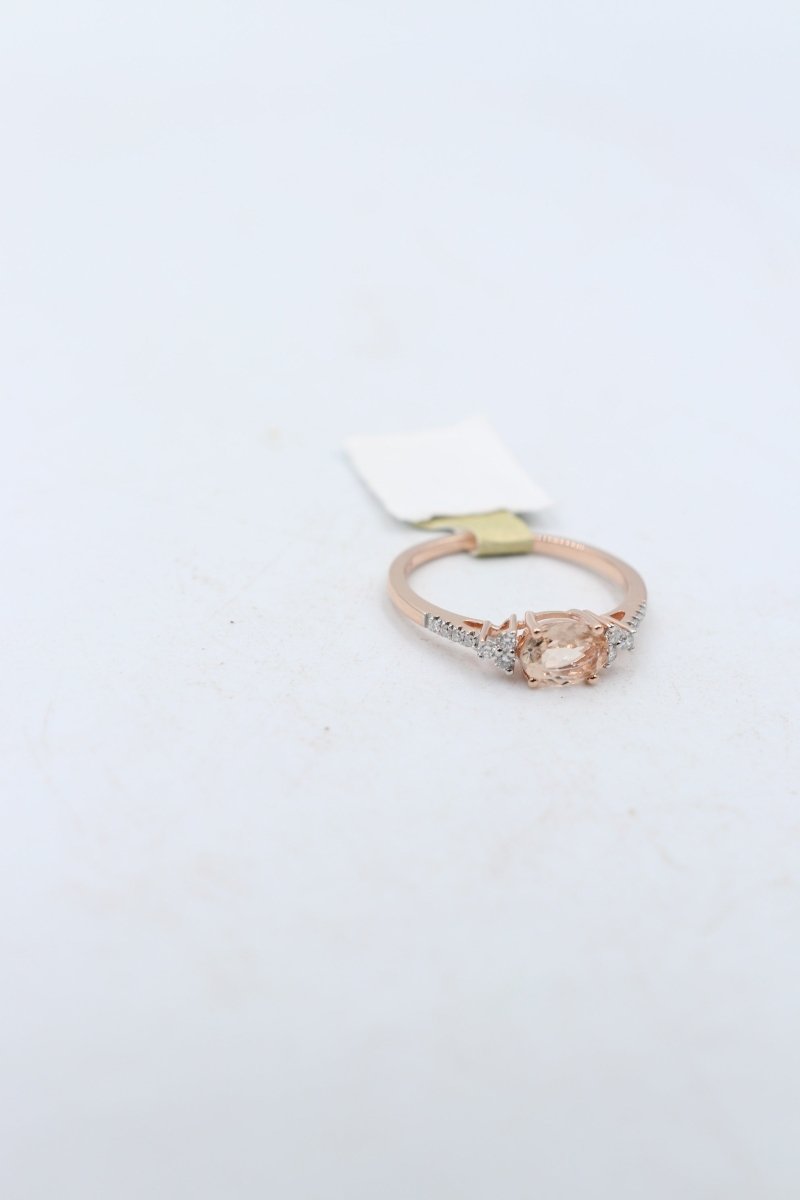 9ct Rose Gold Genuine Morganite & Diamond Ring