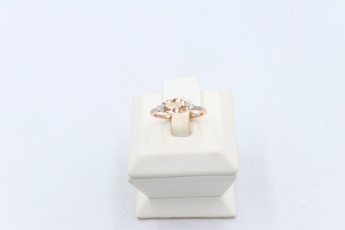 9ct Rose Gold Genuine Morganite & Diamond Ring