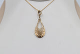 9ct Gold Tear Drop Filigree Pendent