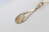 9ct Gold Tear Drop Filigree Pendent