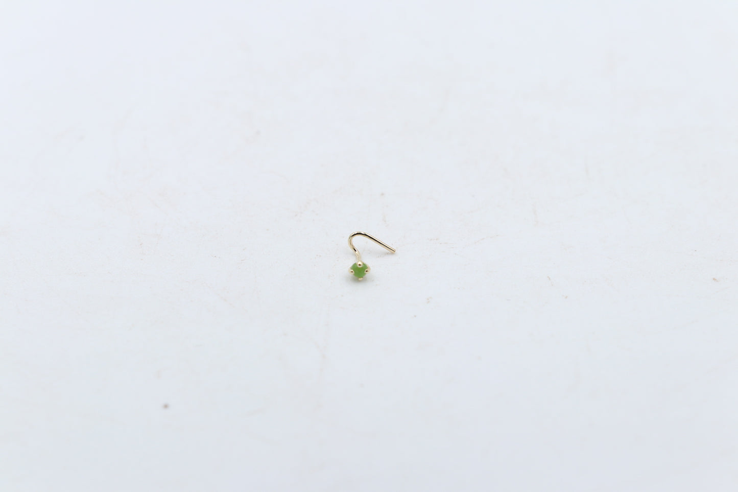9ct Gold Genuine Greenstone Nose Stud 2mm