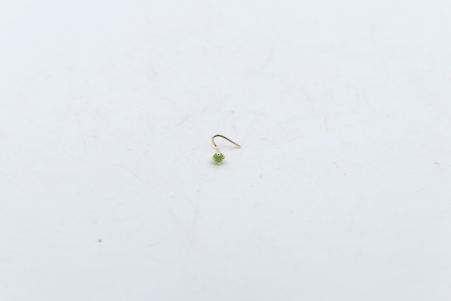 9ct Gold Genuine Greenstone Nose Stud 2mm