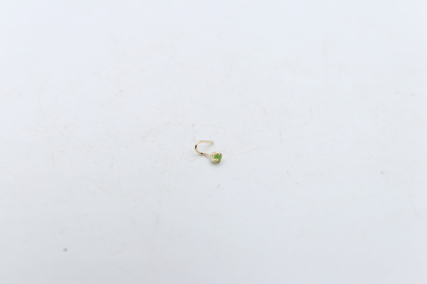 9ct Gold Genuine Greenstone Nose Stud 2mm