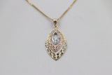 9ct Gold Tricolor Marquise Pendent