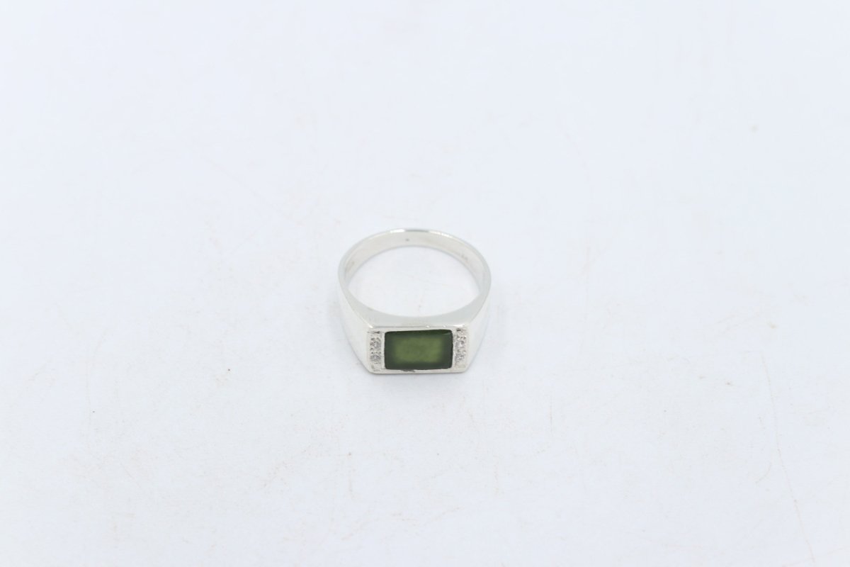 Stg Silver Ring with New Zealand Greenstone 311ALX