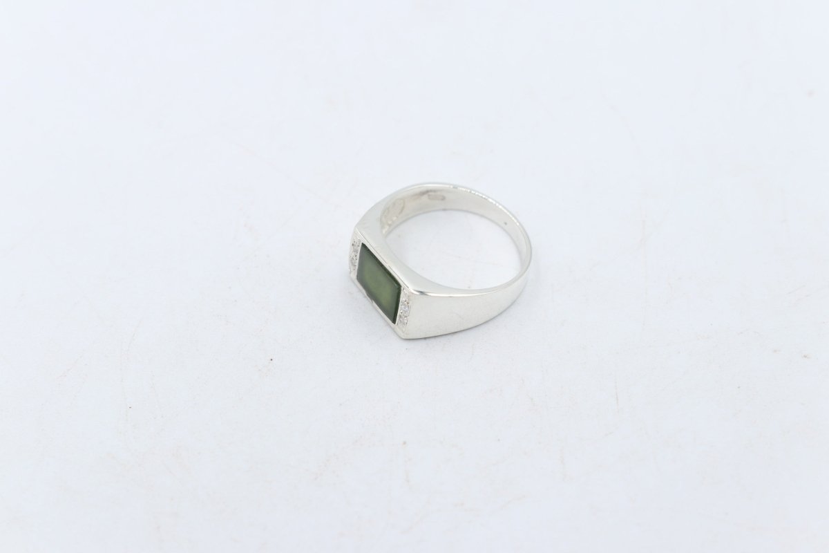 Stg Silver Ring with New Zealand Greenstone 311ALX