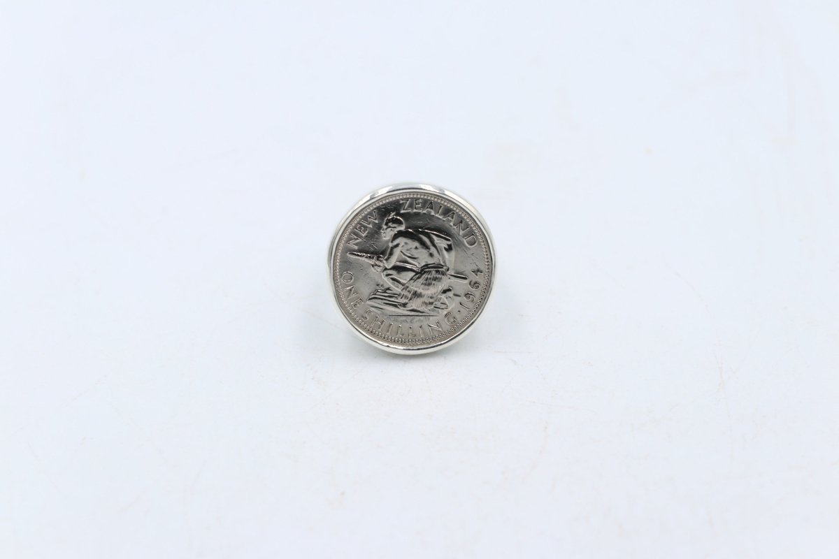 Stg Silver Heavy New Zealand Shilling Coin Ring