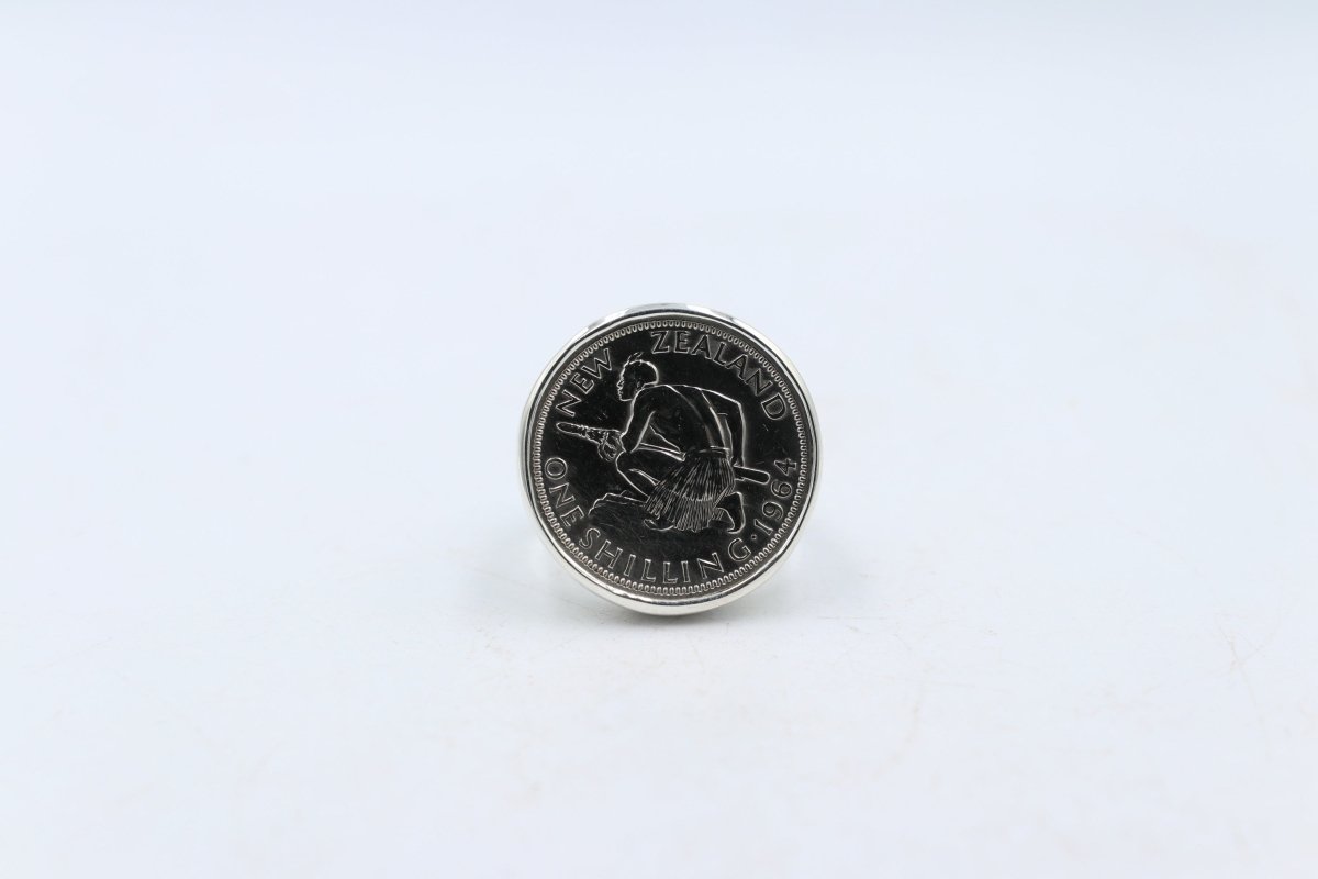 Stg Silver Heavy New Zealand Shilling Coin Ring