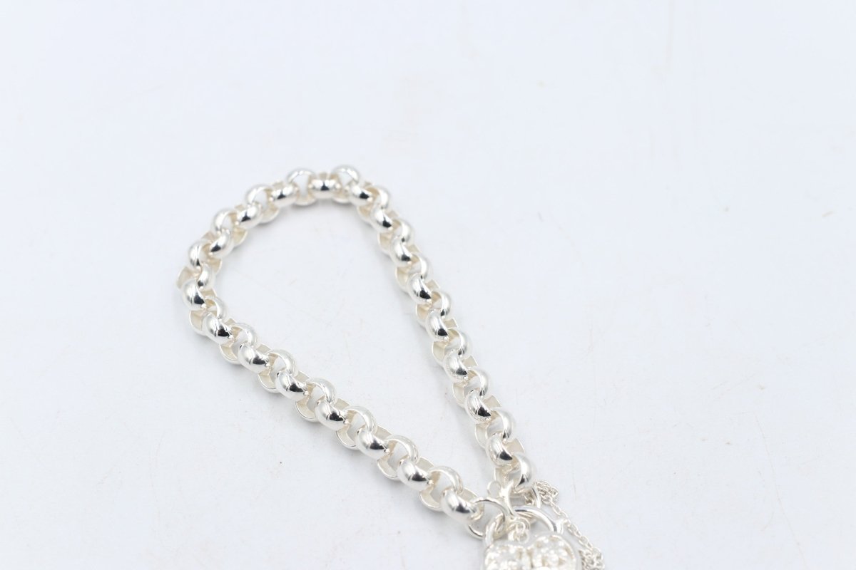 Stg Silver Handmade belcher Bracelet with Filigree Heart SYBA54