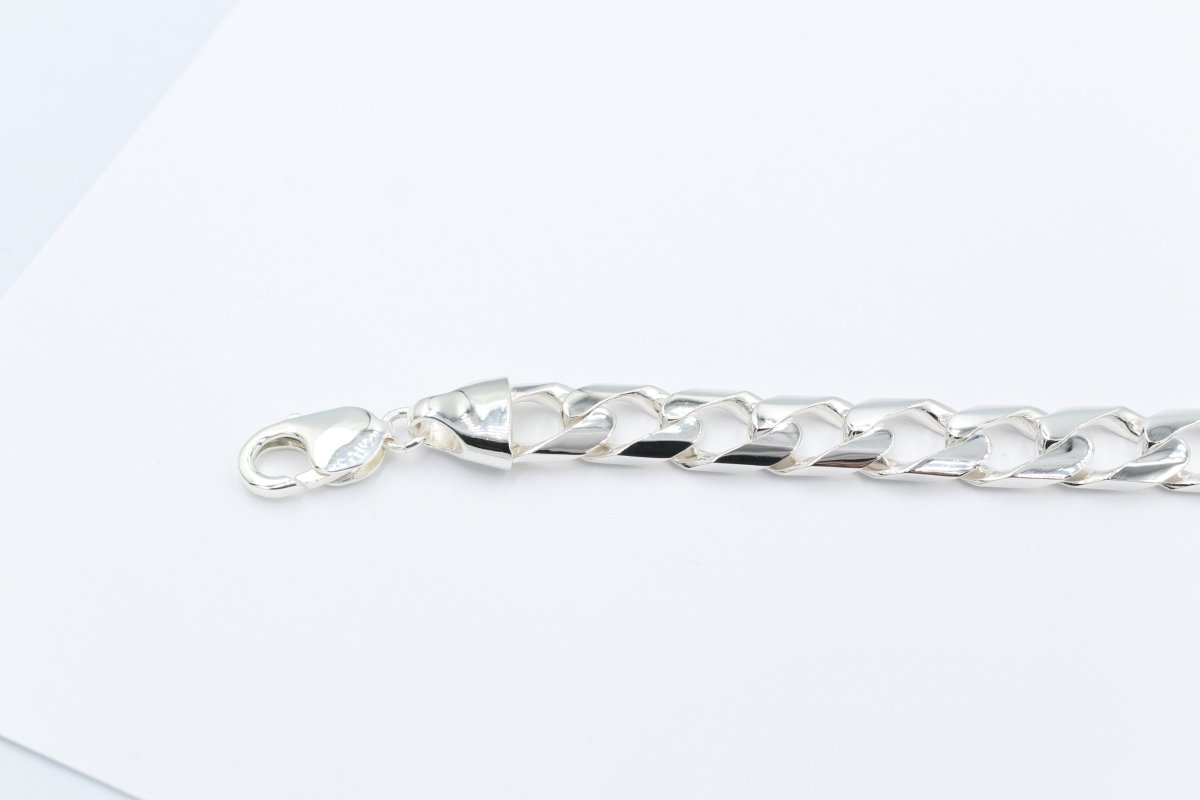 Stg Silver Handmade Curb Link Bracelet