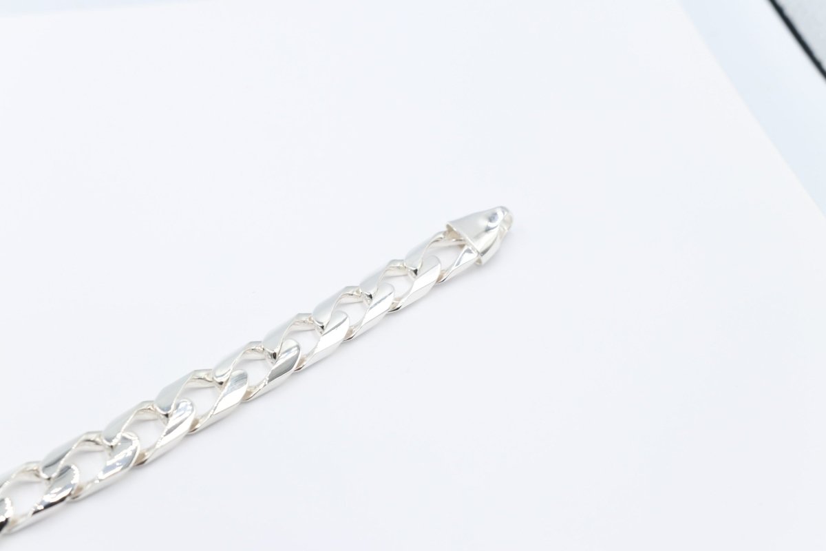 Stg Silver Handmade Curb Link Bracelet