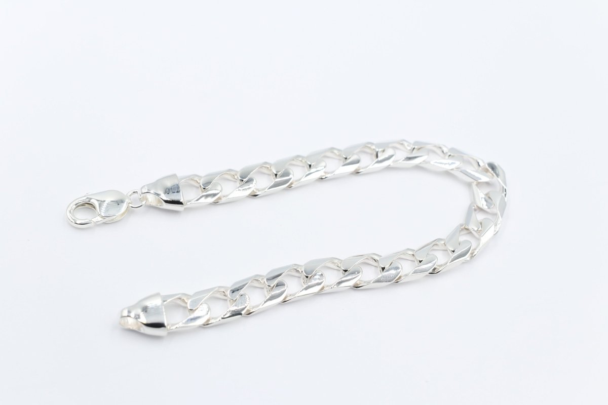 Stg Silver Handmade Curb Link Bracelet