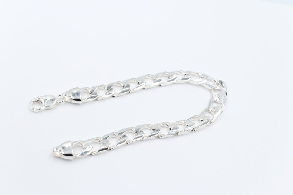 Stg Silver Handmade Curb Link Bracelet