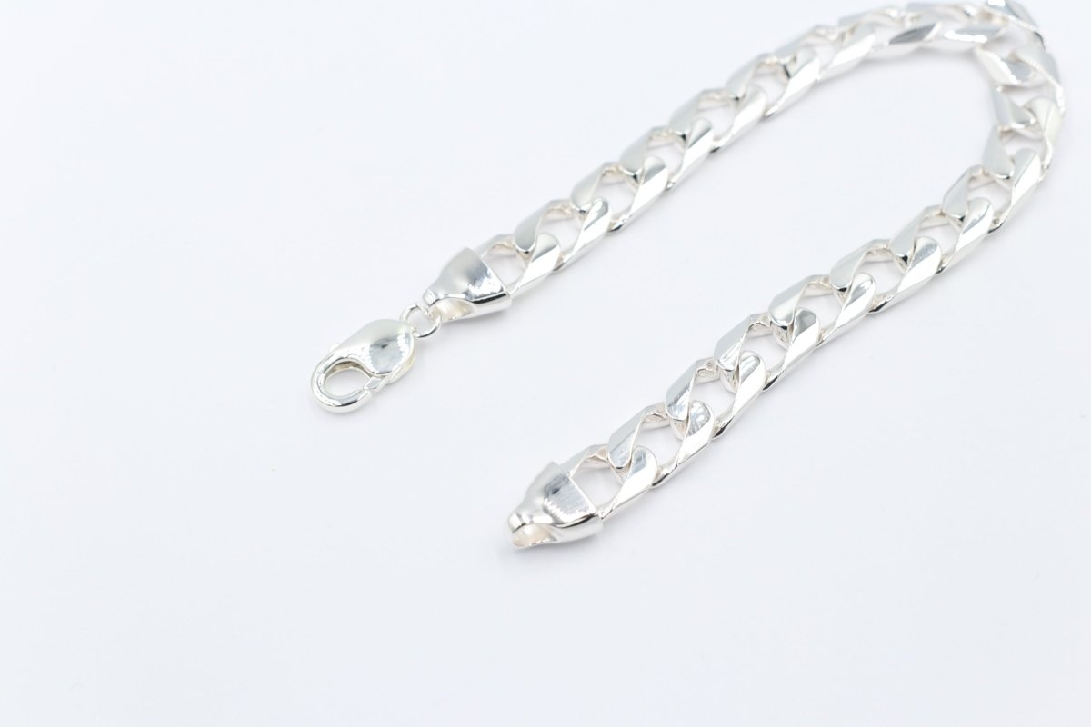 Stg Silver Handmade Curb Link Bracelet