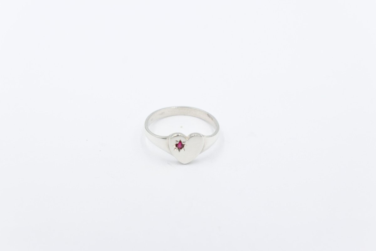 Stg Silver Girls Heart Signet Ring ALXSIG